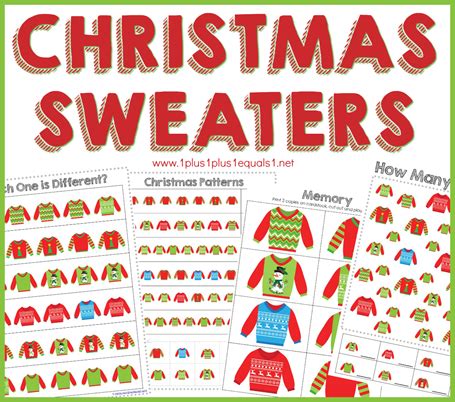 christmas sweaters mini printable pack