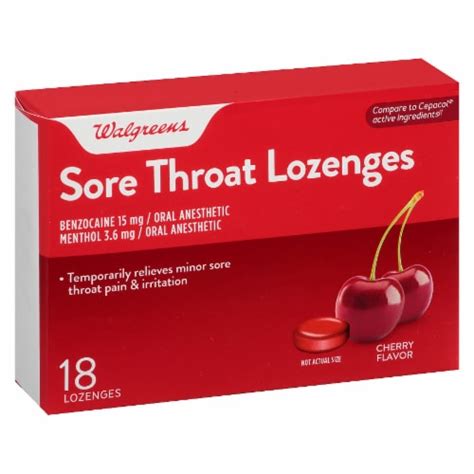 Walgreens Cherry Flavor Sore Throat Lozenges 18 Ct Ralphs