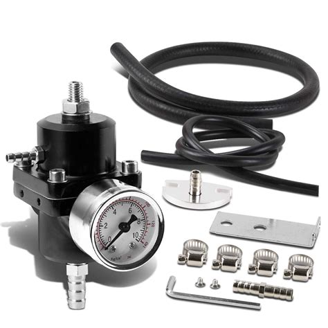 universal  adjustable fuel pressure regulator kit psi gaugehose  ebay