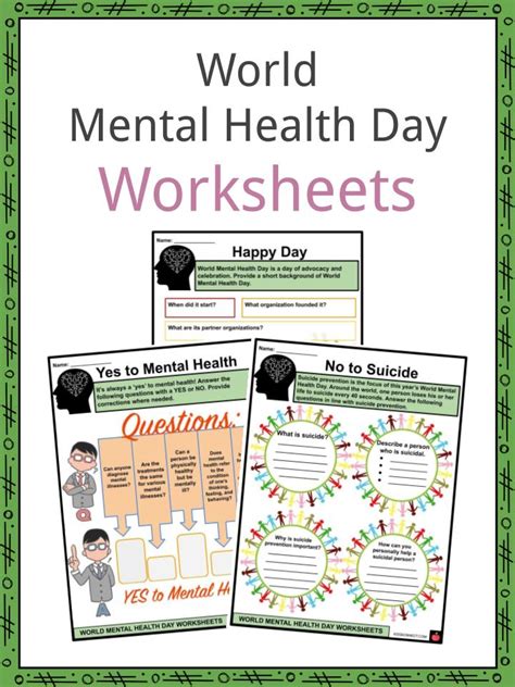 world mental health day facts worksheets history  kids