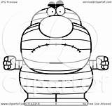 Angry Pudgy Mummy Clipart Cartoon Outlined Coloring Vector Thoman Cory Royalty sketch template