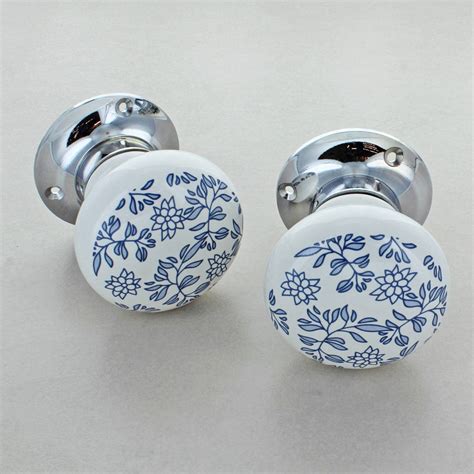 royal blue ceramic mortice door knobs set   decor