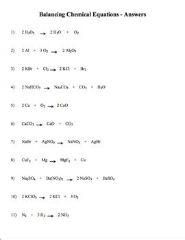 balancing chemical equations  amy brown science tpt