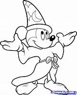 Mickey Fantasia Drawing Wizard Draw Mouse Coloring Disney Drawings Step Pages Clipart Sorcerer Dragoart Line Easy Cartoon Characters Hat Character sketch template