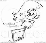Track Leaping Field Girl Hurdle Illustration Outline Vector Toonaday Royalty Clipart Ron Lineart Leishman 2021 sketch template