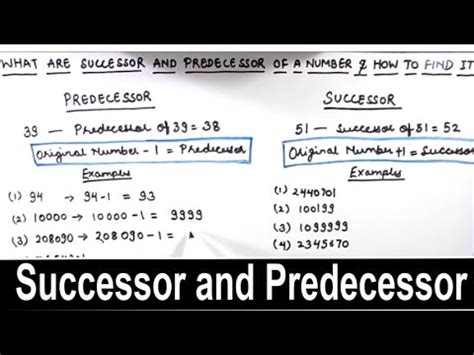 find  successor  predecessor   number successor