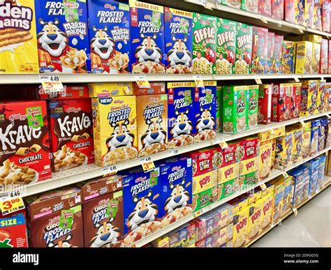 cereal aisle   supermarket stock photo alamy
