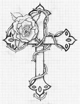 Cross Rose Drawings Drawing Crosses Flowers Tattoos Tattoo Pages Designs Roses Coloring Balloon Fiasco Print Thorns Printable Heart Deviantart Kreuz sketch template