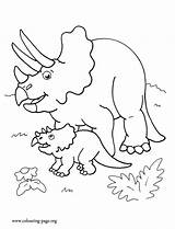 Coloring Dinosaur Baby Pages Dinosaurs Triceratops Kids Colouring Cute Mother Her Look Enjoy Awesome Printable Family Color Popular Animals Library sketch template