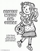 Respect Coloring Girl Others Myself Scouts Scout Daisy Pages Law Petal Sheets Brownie Book Color Self Colouring Makingfriends Girls Petals sketch template