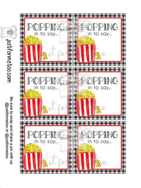popcorn printable tags instant  friend tags square etsy