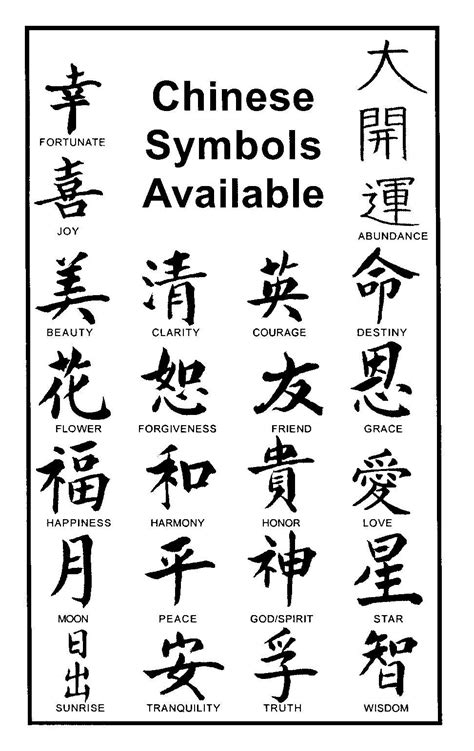 chinese tattoo symbols