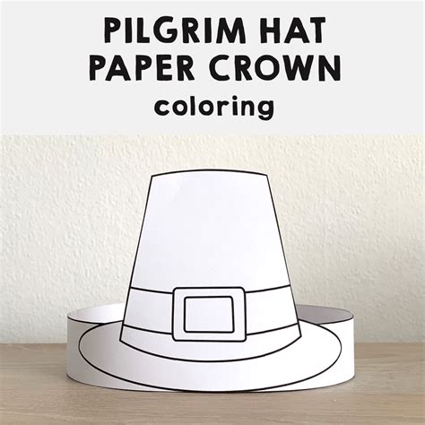 pilgrim hat paper crown printable coloring thanksgiving craft activity