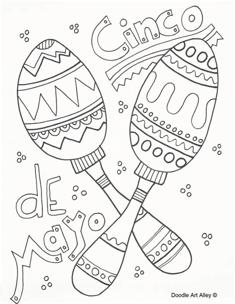 cinco de mayo coloring pages doodle art alley