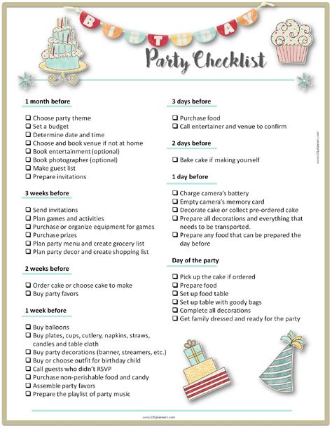 party planning checklistjpg  pixels kids party