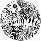 Music Coloring Pages Mandala Keyboard Musique Adult Guitar Drawing Piano Icolor Line Printable Mandalas Coloriage Sheets Color Life Drawings Books sketch template