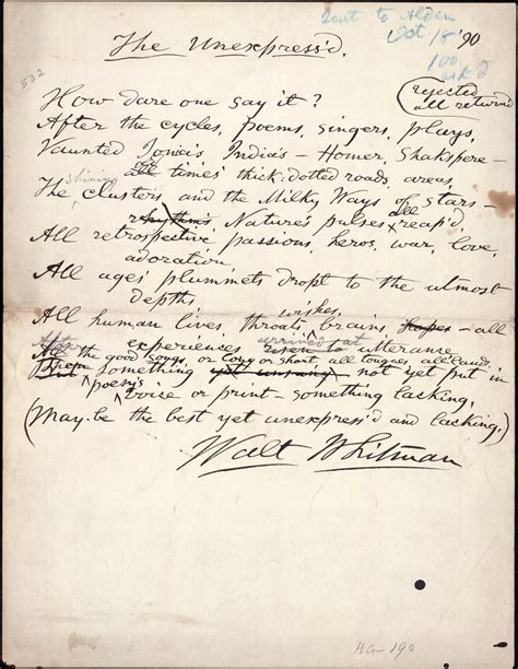 unexpressd poetry manuscript  walt whitman archive
