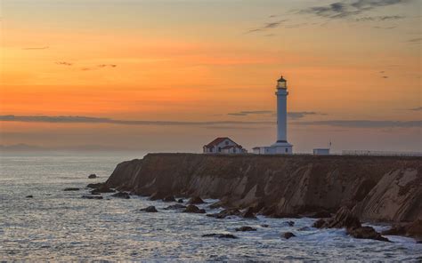 lighthouse beautiful sky at sunset point arena california