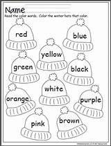 Winter Hats Preschool Colorful Worksheets Kindergarten Coloring Activities Colors Activity Color Pre Printable Christmas School Tracing Words Practice Printables Learning sketch template