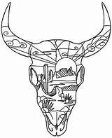 Skull Western Drawing Steer Designs Drawings Desert Country Bull Cow Embroidery Patterns Burning Wood Scene Tattoos Tattoo Paintingvalley Line Coloring sketch template