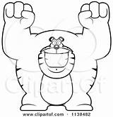 Buff Dog Cartoon Cheering Excited Tiger Outlined Clipart Cat Cory Thoman Vector Royalty Coloring 2021 Clipartof sketch template