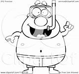 Pudgy Snorkeler Idea Clipart Cartoon Male Female Thoman Cory Outlined Coloring Vector 2021 Clipartof sketch template