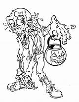 Halloween Coloring Monster Scary sketch template