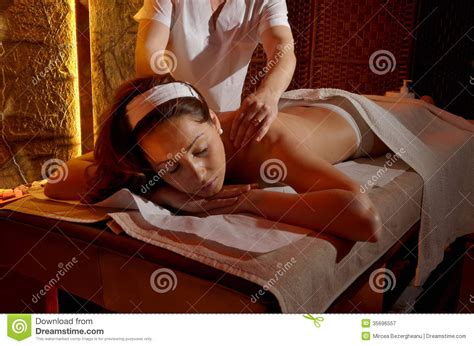 Young Woman During Massage Session Stock Image Image Of Model Happy