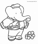 Babar Coloring Pages Cartoon Printable Character Color Sheets Kids Characters Book Found sketch template