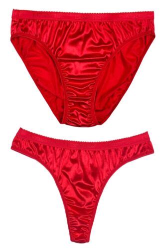 Signature Satin Panty And Thong Red Small Ebay