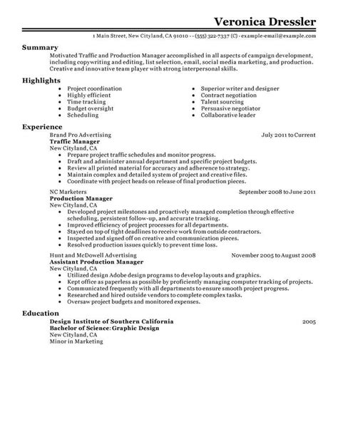 best traffic and production manager resume example livecareer