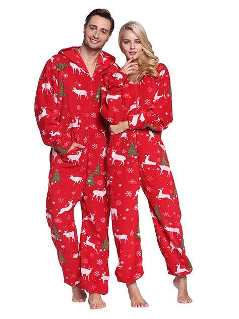 angelique adult unisex reindeer hooded adult onesie pajamas  size fleece warm jumpsuit