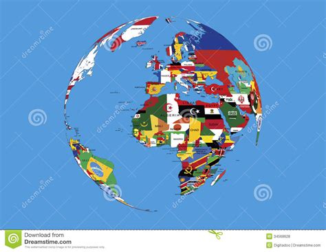 El Globo Europa Del Mundo Las Banderas De África Y De