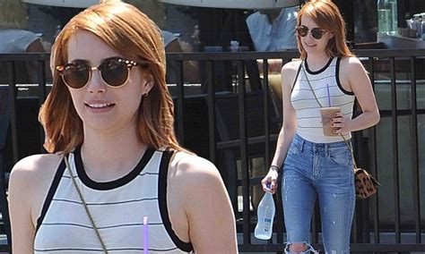 emma roberts wears tiny tank top during la coffee run daily mail online