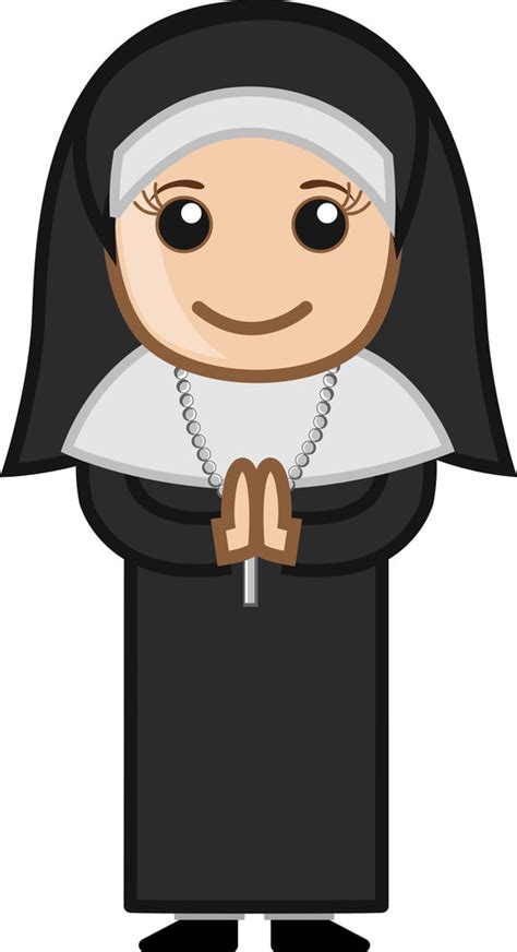 cartoon vector character nun praying royalty free stock image