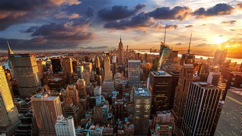 Free Download New York City Skyline At Sunset Wallpaper