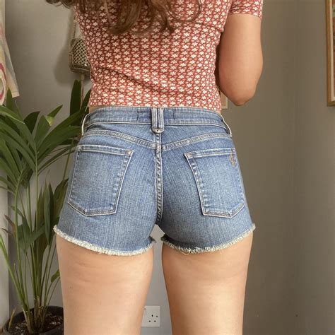 Cute Vintage Juicy Couture Blue Denim Booty Shorts Depop