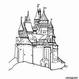 Chateau Chevalier Schloss Colorier Grafik Vektorgrafik Erstellung Umwandlung Imprimé Fois sketch template