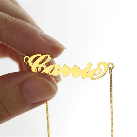 gold sex and the city carrie name necklace box chain