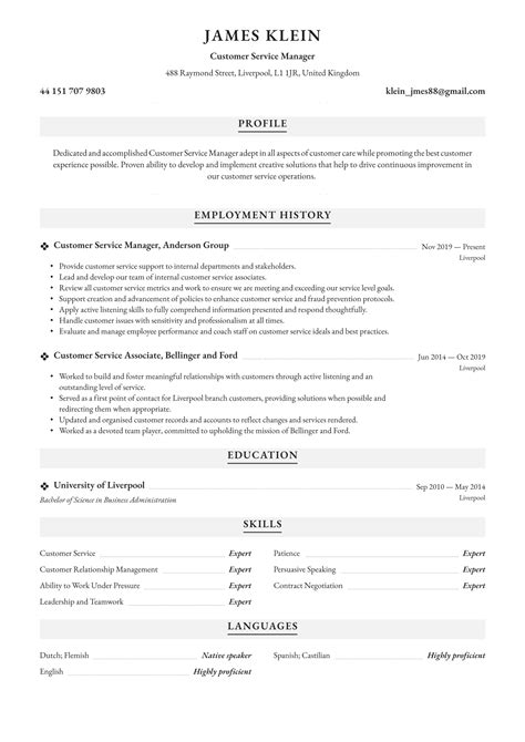 customer service manager cv examples writing tips   guide