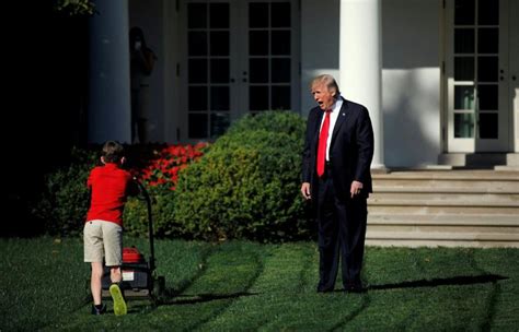 trump yelling  lawn mowing boy   meme