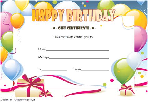 birthday gift certificate template   typical ideas gift