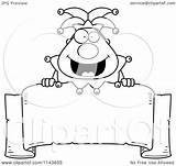 Jester Chubby Banner Over Clipart Cartoon Thoman Cory Outlined Coloring Vector Collc0121 Royalty sketch template