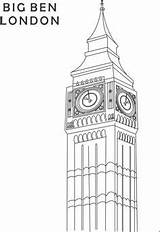 Coloring Tower Clock раскраска англия Ausmalen Anglais Monuments Angleterre Coloriages sketch template