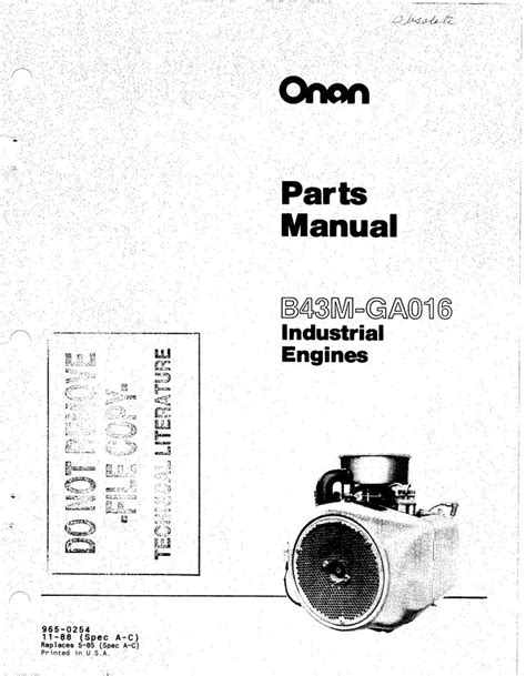 onan bm ga parts manual  industrial engines  repair  maintenance repair