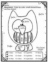 Subtraction Color Choose Board Funky Owls sketch template