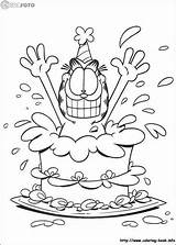 Coloring Pages Garfield Birthday Colouring Cake Para 為孩子的色頁 Colorear Dibujos sketch template