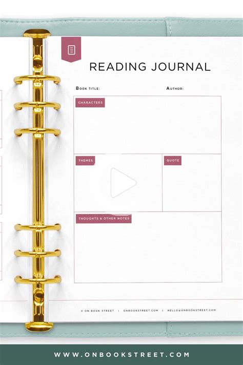 printable reading journal fillable  reading diary book review
