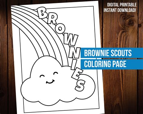 brownie girl scouts coloring page printable etsy ireland