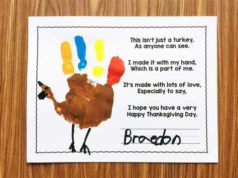 turkey handprint poem simply kinder
